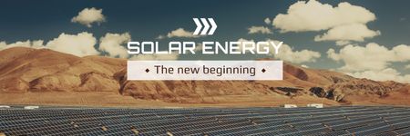 Green Energy Solar Panels in Desert Twitterデザインテンプレート