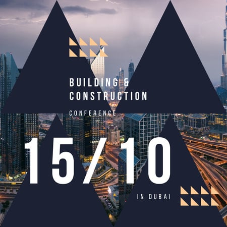 yökaupungin liikennevalot rakennuskonferenssiin Instagram AD Design Template