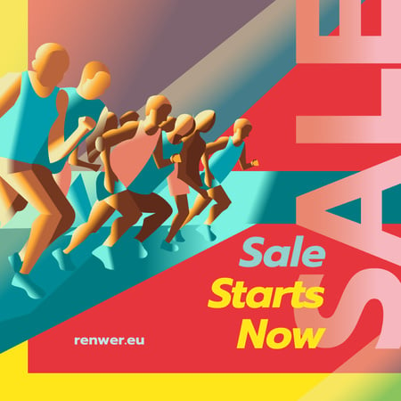Designvorlage Sale Offer with Runners at start position für Instagram