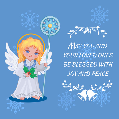 Little girl angel in Blue Animated Post Design Template