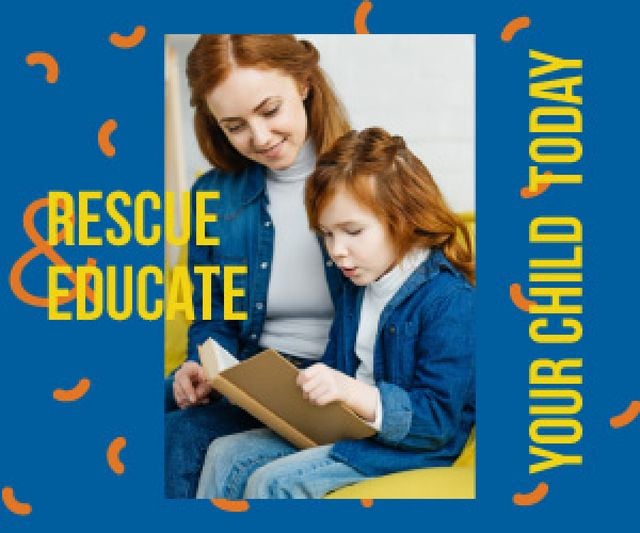 Plantilla de diseño de Mother Teaching Her Daughter to Read Medium Rectangle 