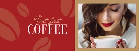 Woman holding coffee cup Facebook cover Design Template