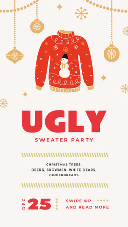 Red Christmas sweater Party Instagram Story Design Template