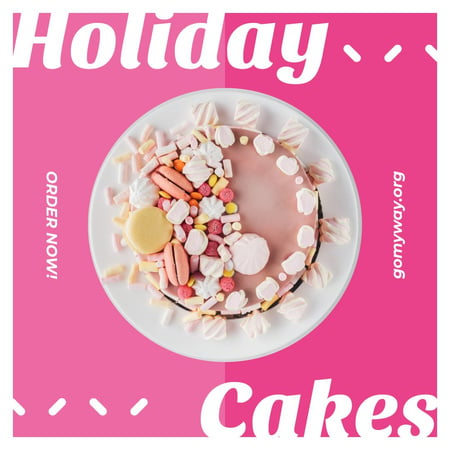 Ontwerpsjabloon van Instagram van Bakkerij Promotie Zoete Roze Cake