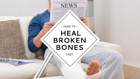 Platilla de diseño Man with broken bones sitting on sofa reading newspaper Youtube