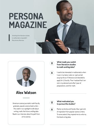 Magazine Article about Science Journalist Newsletter Design Template