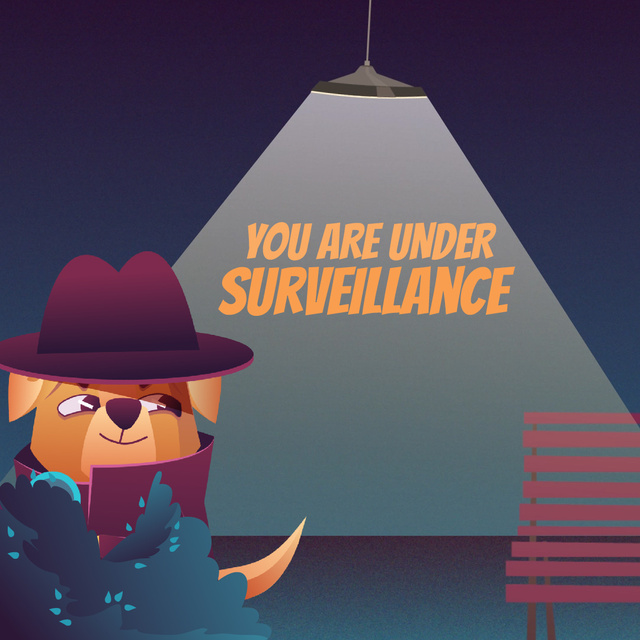 Surveillance Services with Cute Dog Detective Animated Post Design Template