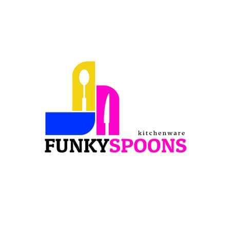 Plantilla de diseño de Kitchenware Ad with Spoon and Knife Silhouettes Logo 