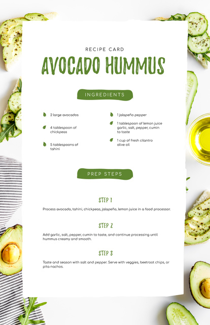 Avocado Hummus Cooking Process Recipe Cardデザインテンプレート