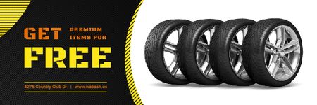 Car Salon Offer with Set of Car Tires Email headerデザインテンプレート