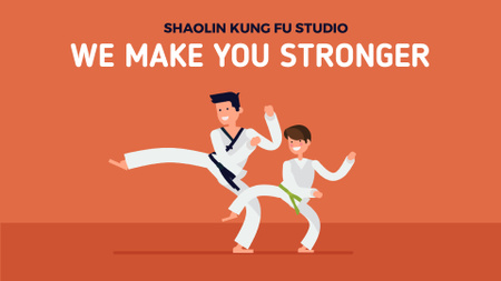 Platilla de diseño Martial Arts School Boy Training with Coach Full HD video