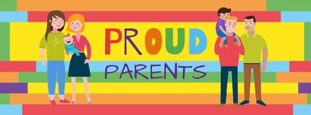 LGBT parents with children Facebook cover Design Template