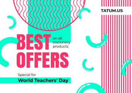 World Teachers' Day Sale Colorful Lines Card Design Template