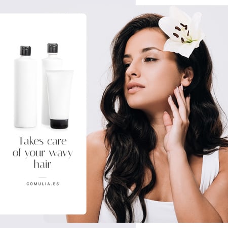 Designvorlage Beautiful Young Woman with Flower in Hair für Instagram