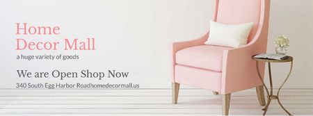 Plantilla de diseño de Home Decor Offer with Soft pink armchair Facebook cover 