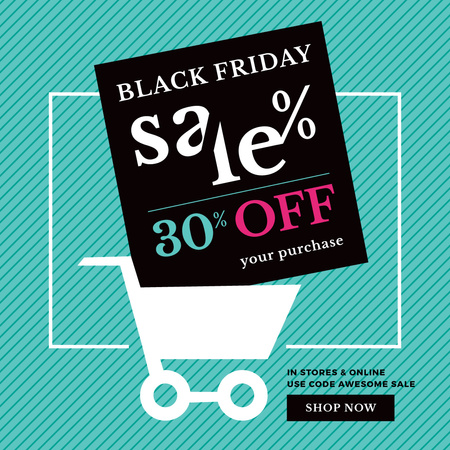Plantilla de diseño de Black Friday Sale Shopping cart Instagram AD 