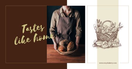 Baker holding bread loaves Facebook AD – шаблон для дизайну