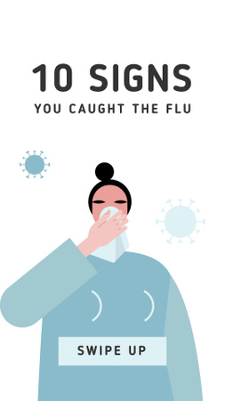 Health Advice with Woman sneezing Instagram Story Design Template