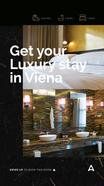 Designvorlage Hotel Invitation Luxury Bathroom Interior für Instagram Video Story