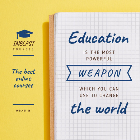 Plantilla de diseño de Educational Course Ad with Notebook in Yellow Animated Post 