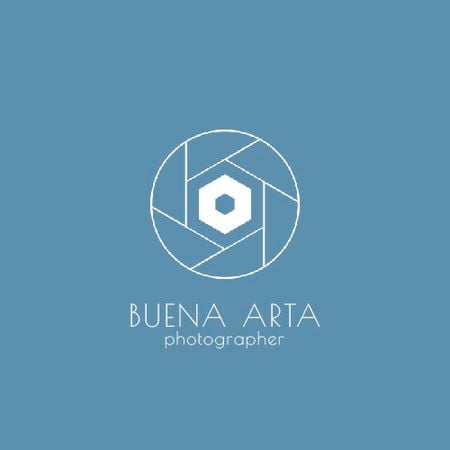 Photo Services Ad with Camera Shutter in Blue Animated Logo Design Template