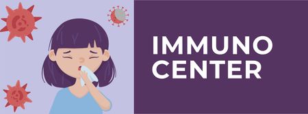 Immunization Center ad with Woman sneezing Facebook cover Design Template