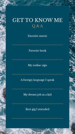 Form Get to Know me in Sea background Instagram Story – шаблон для дизайну