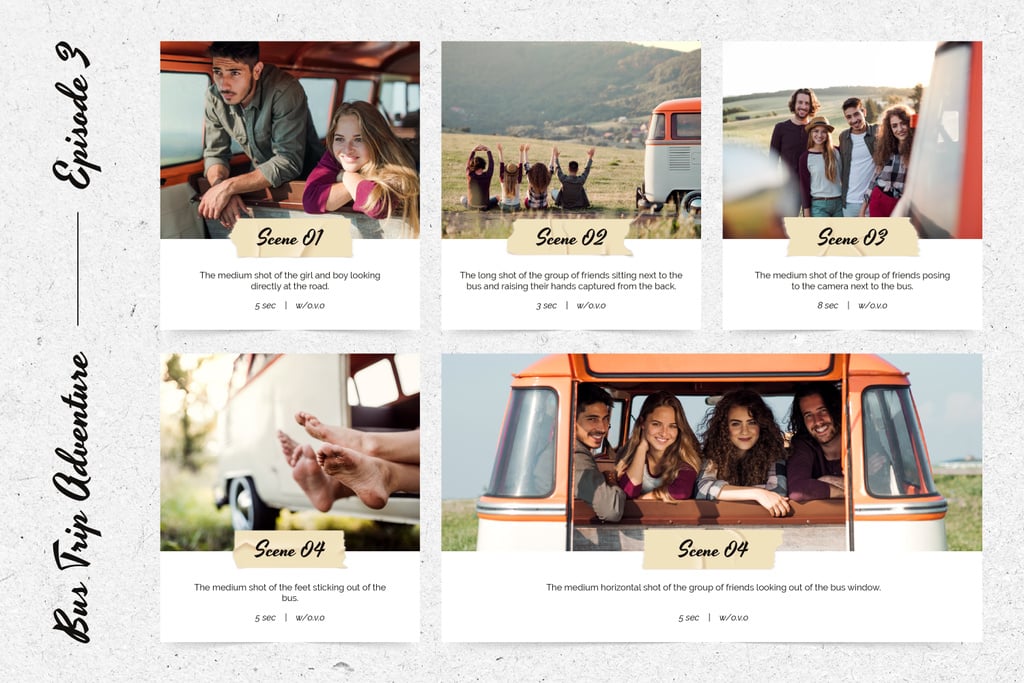Young Friends travelling by Van Storyboard Design Template