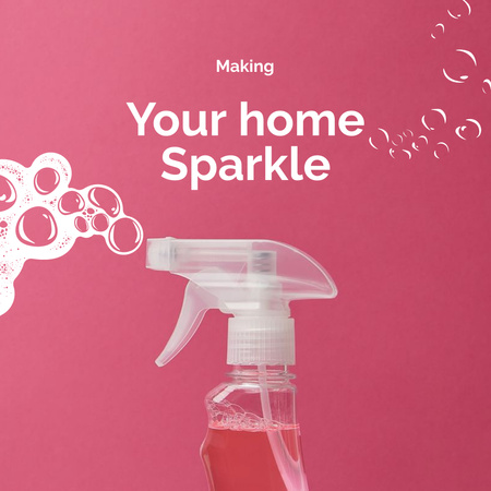 Modèle de visuel services de nettoyage promotion avec spray rose - Instagram AD