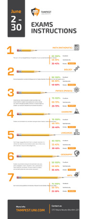 Education infographics with Exams instructions Infographic Πρότυπο σχεδίασης