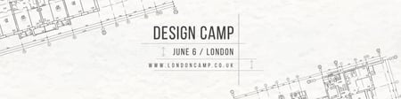 Design camp Ad with Blueprints Twitter Tasarım Şablonu