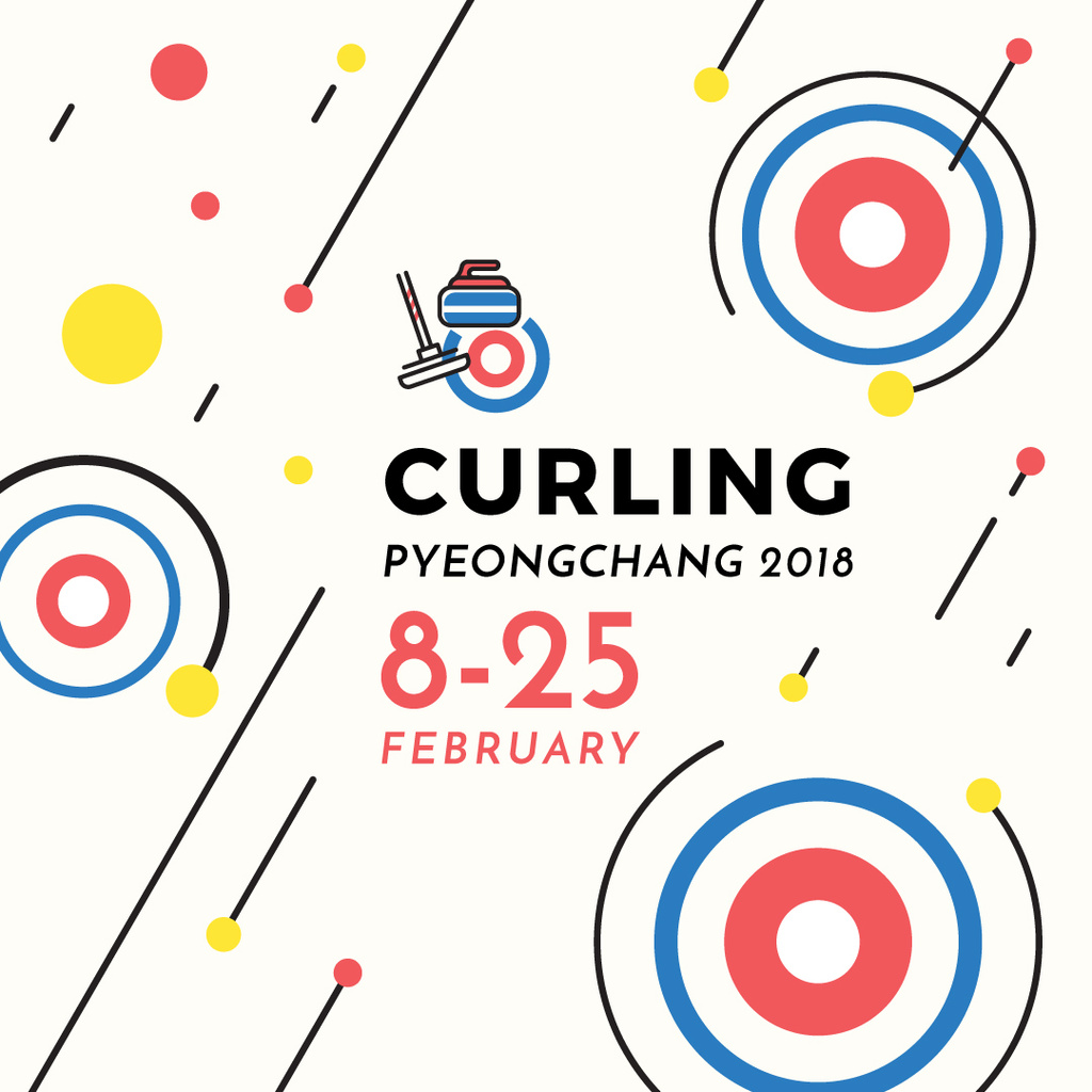 Winter Olympics Curling in Pyongyang announcement Instagram ADデザインテンプレート