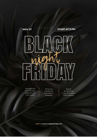 Platilla de diseño Black Friday night sale Poster