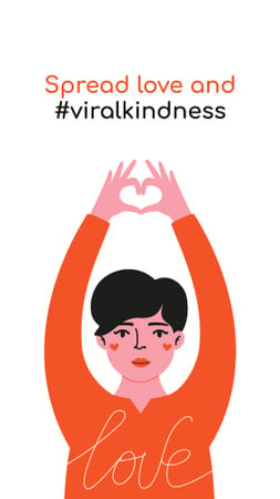 Designvorlage #ViralKindness Help Offer with Woman showing heart für Instagram Story