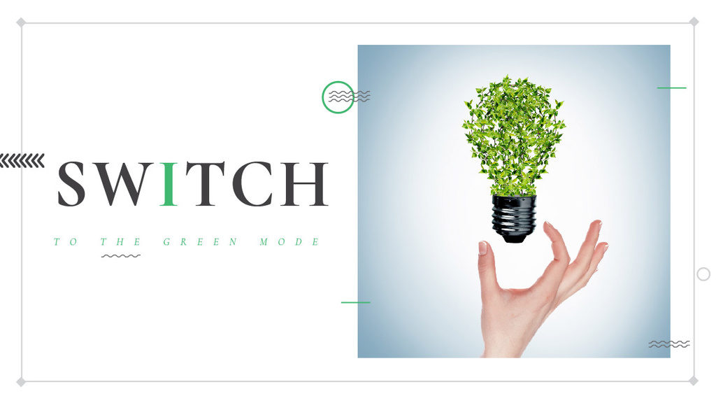 Eco Light Bulb with Leaves Title Modelo de Design