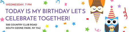 Birthday party Announcement with Cute Owls Twitter – шаблон для дизайну