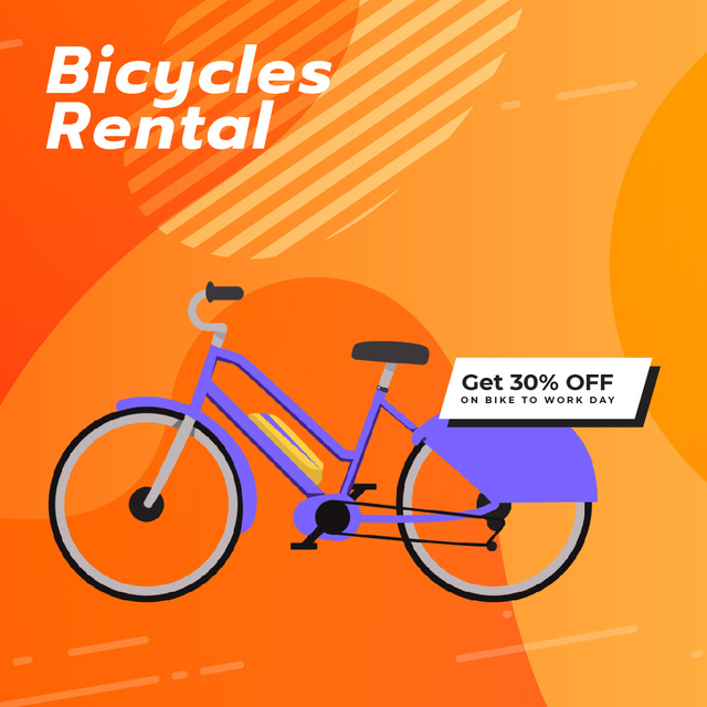 Bike to Work Day Offer with Modern purple bicycle Animated Postデザインテンプレート