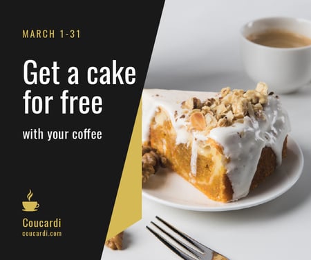 Designvorlage Coffee shop offer with sweet Cake für Facebook