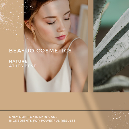 Cosmetics Products Offer with Tender Woman Instagram Design Template