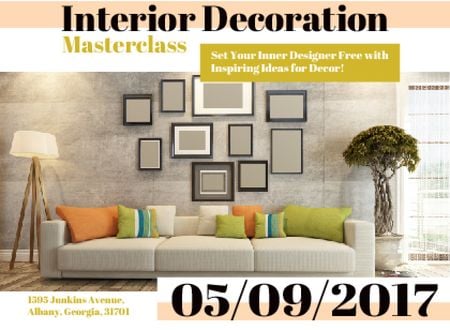 Ontwerpsjabloon van Postcard van Interior decoration masterclass with Modern Room