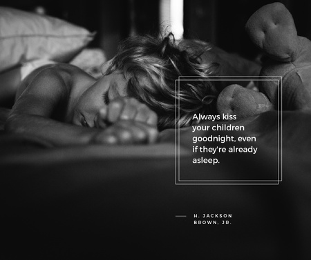 Childhood quote Cute Child Sleeping Facebook Design Template