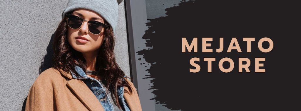 Fashion sale Stylish girl in Sunglasses Facebook cover Design Template