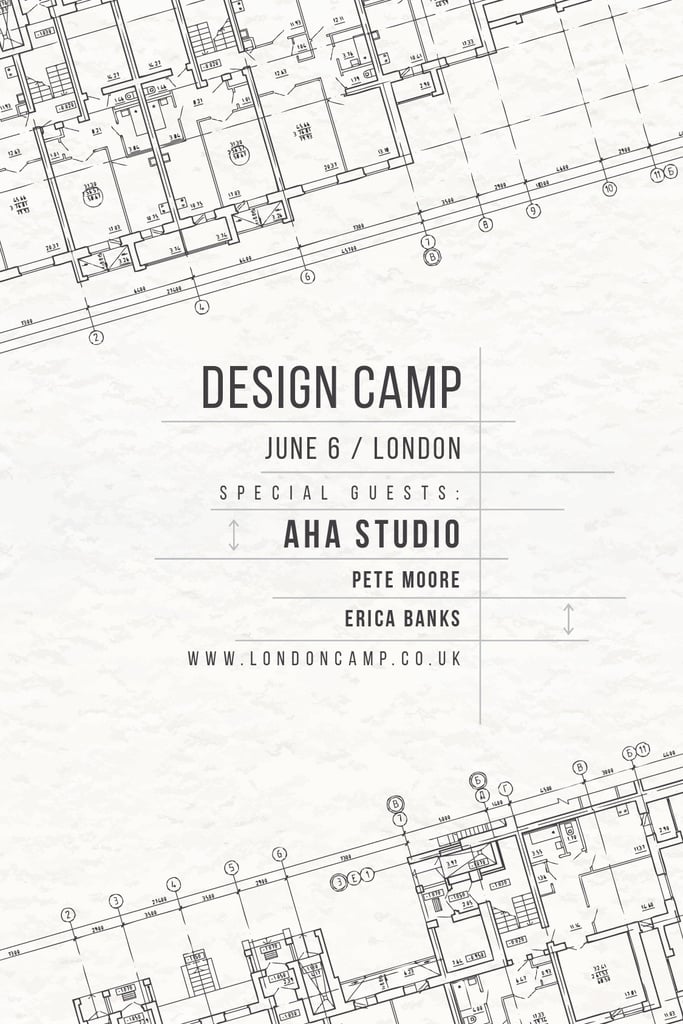 Design camp announcement on blueprint Tumblr Design Template