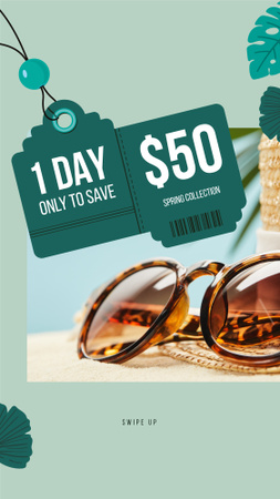Platilla de diseño Sunglasses Sale Ad Stylish Vintage Glasses Instagram Story