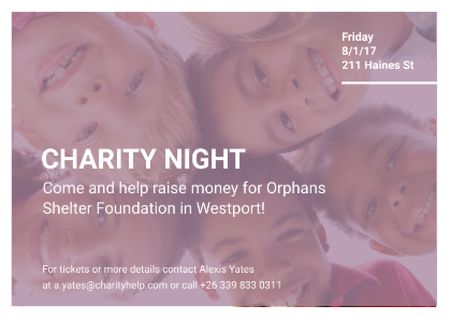 Happy kids in circle on Charity Night Postcard – шаблон для дизайну