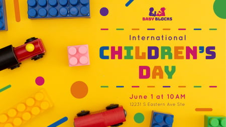 Children's Day Greeting Kids Toys and Constructor FB event cover Modelo de Design