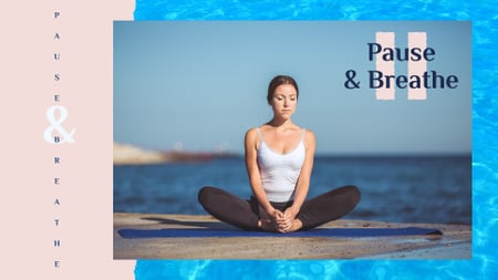 Woman Practicing Yoga at the Coast Full HD video Design Template