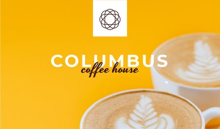 Coffee House promotion with cups of Cappuccino Business cardデザインテンプレート
