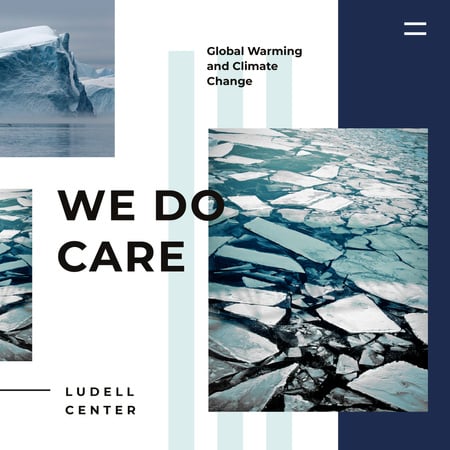 Ontwerpsjabloon van Instagram AD van Klimaatbescherming IJs smelten in de oceaan