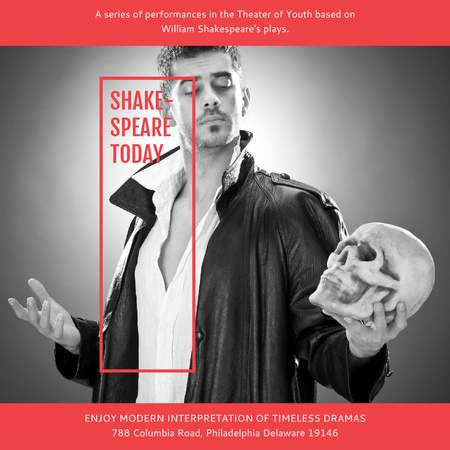 Shakespeare's performances in the Theater Instagram Modelo de Design